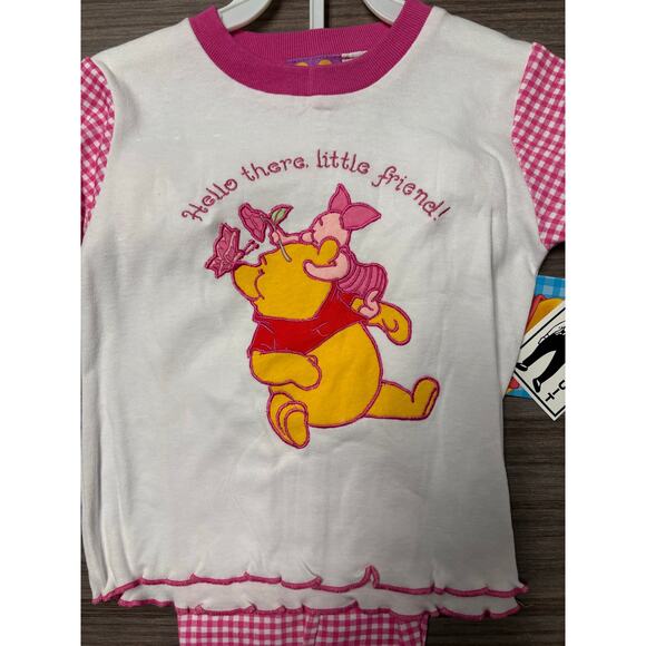 Vintage Disney Winnie the Pooh Gingham Set with Suspenders 2T - Picture 2 of 4